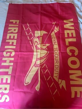Red and Gold 'Welcome Firefighters' Flag